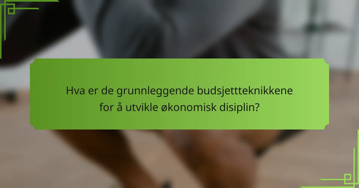 Hva er de grunnleggende budsjettteknikkene for å utvikle økonomisk disiplin?