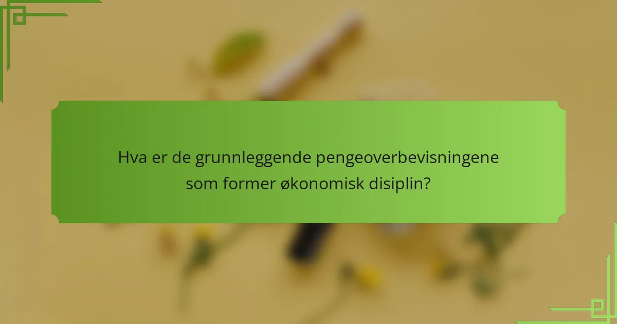 Hva er de grunnleggende pengeoverbevisningene som former økonomisk disiplin?