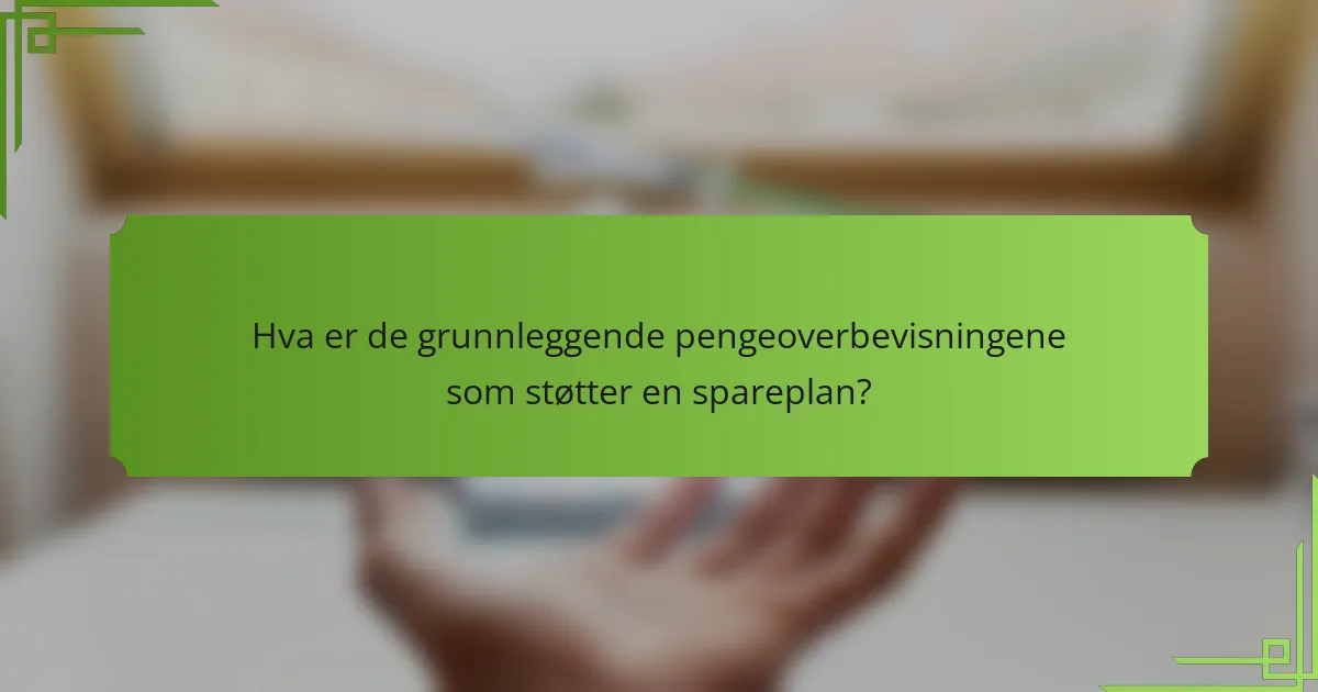 Hva er de grunnleggende pengeoverbevisningene som støtter en spareplan?