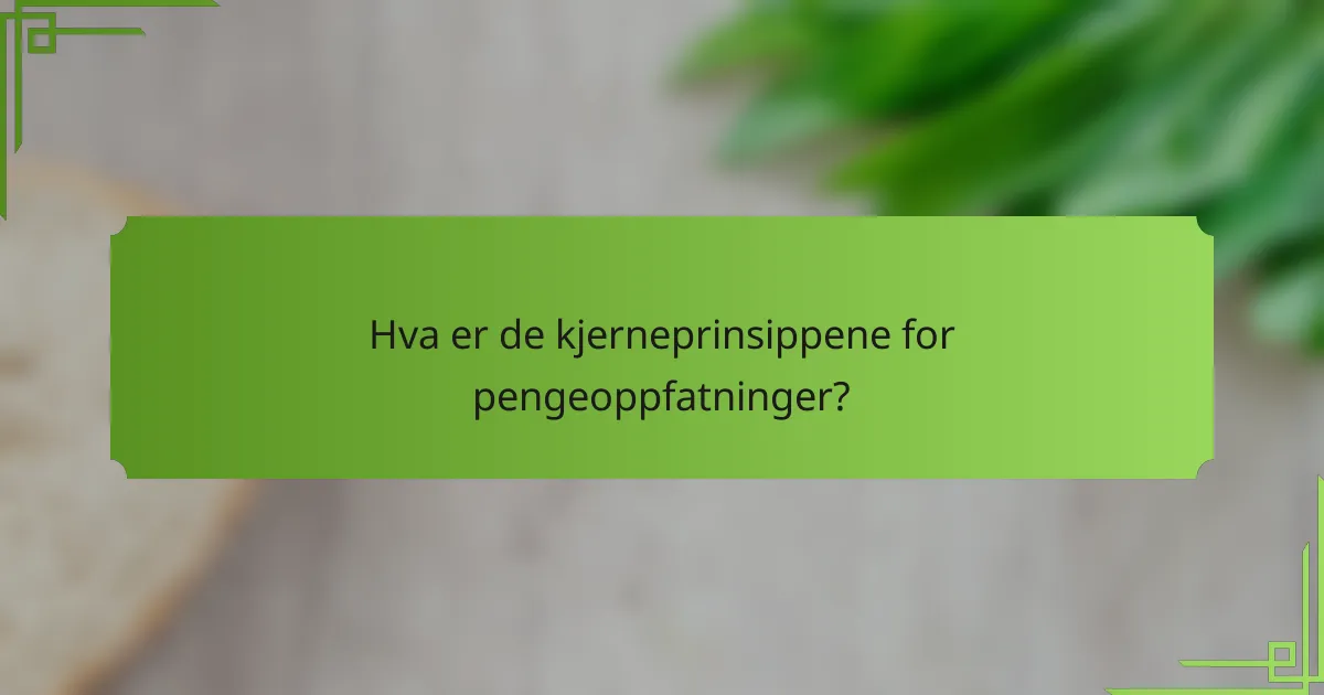 Hva er de kjerneprinsippene for pengeoppfatninger?