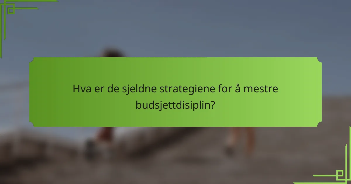 Hva er de sjeldne strategiene for å mestre budsjettdisiplin?