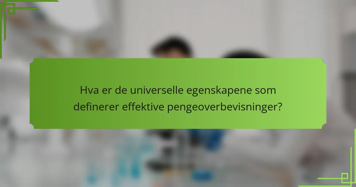 Hva er de universelle egenskapene som definerer effektive pengeoverbevisninger?