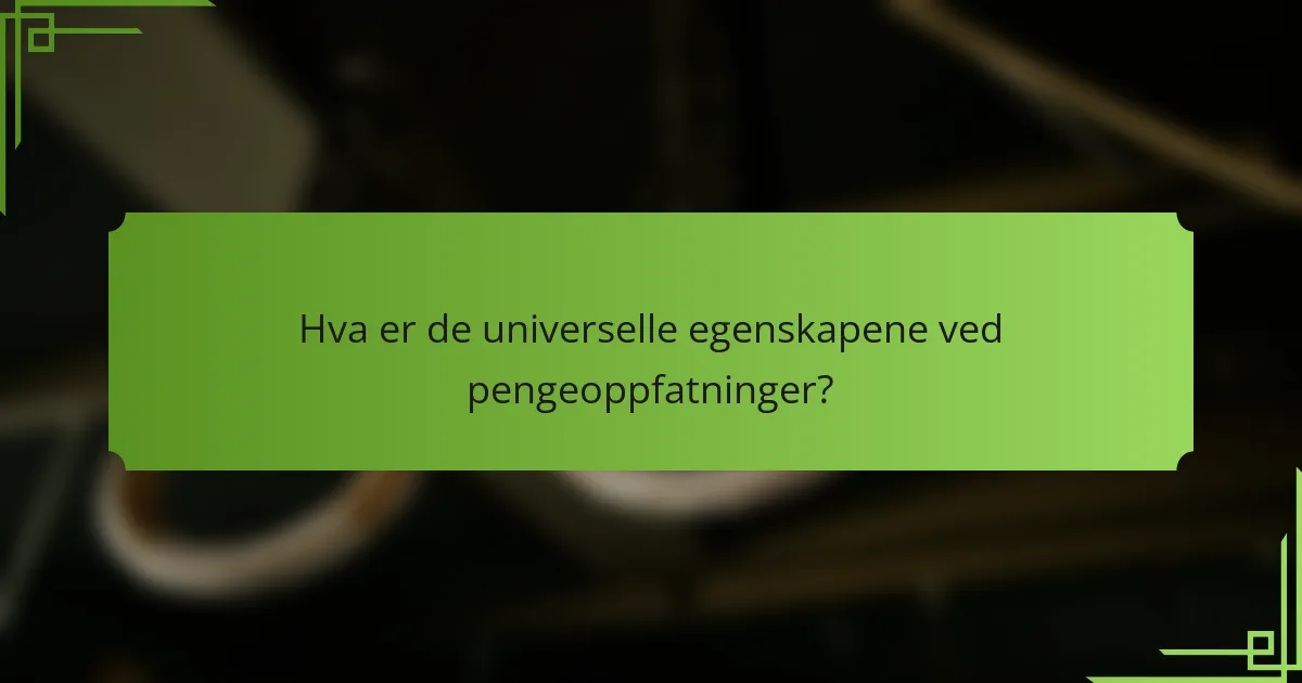 Hva er de universelle egenskapene ved pengeoppfatninger?
