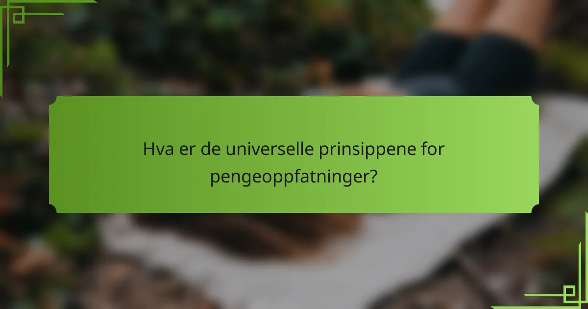 Hva er de universelle prinsippene for pengeoppfatninger?