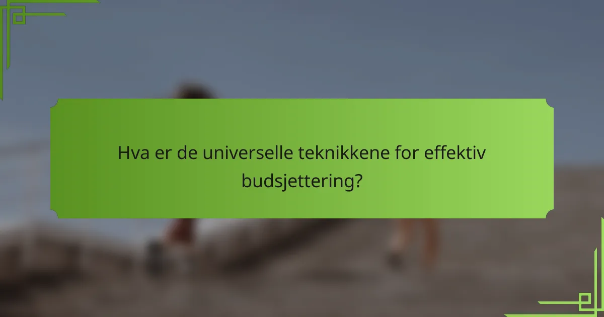 Hva er de universelle teknikkene for effektiv budsjettering?