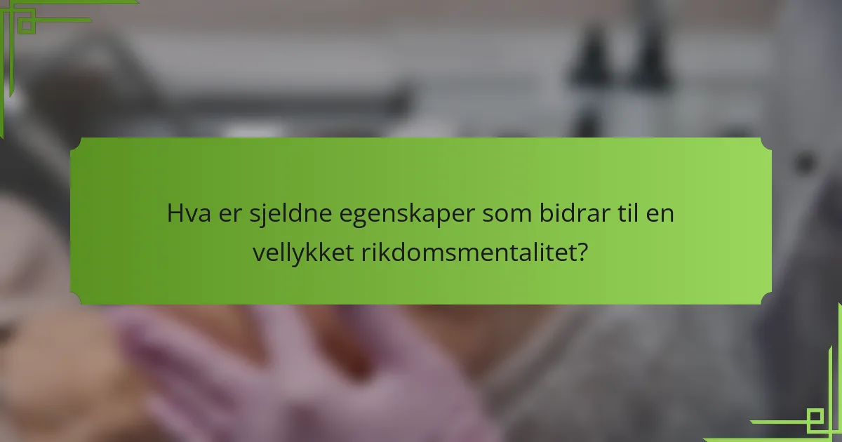 Hva er sjeldne egenskaper som bidrar til en vellykket rikdomsmentalitet?