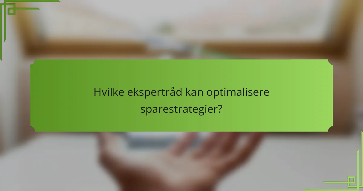 Hvilke ekspertråd kan optimalisere sparestrategier?
