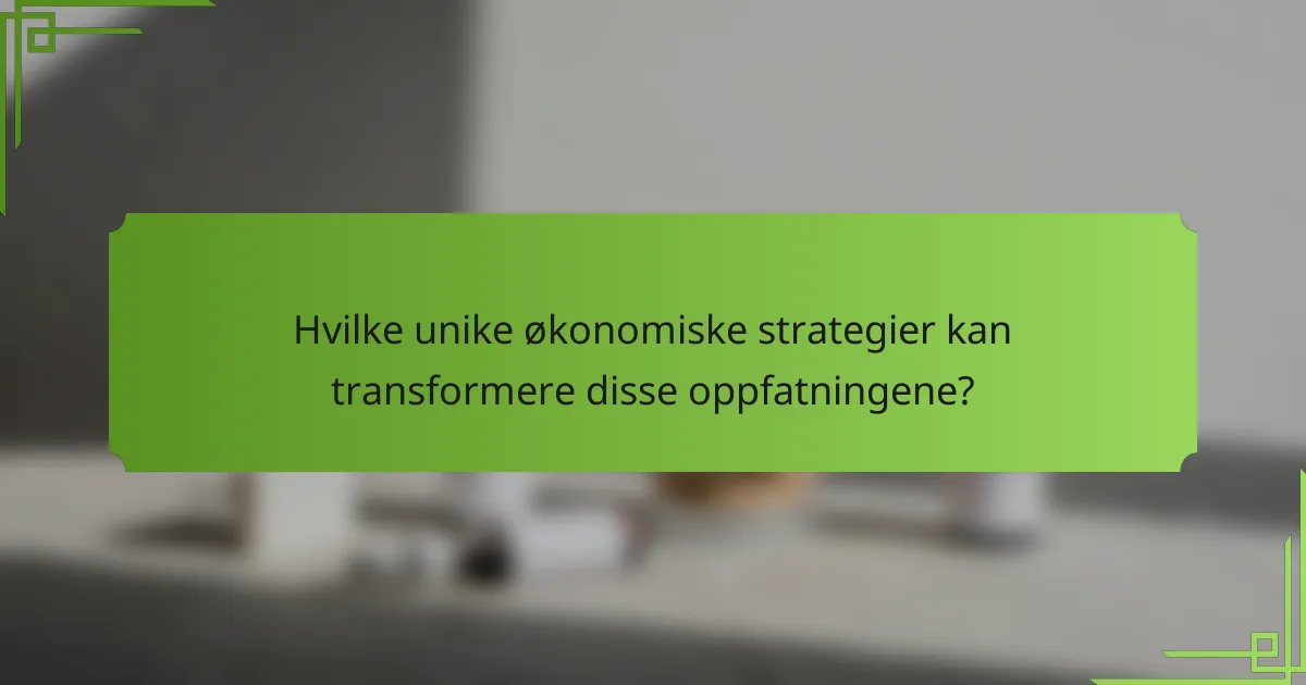 Hvilke unike økonomiske strategier kan transformere disse oppfatningene?